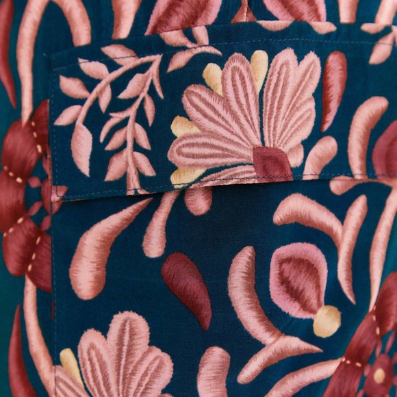 FARM Rio Teal Seashell Tapestry Elastic Waist Cargo Pants Size Small - Picture 6 of 12